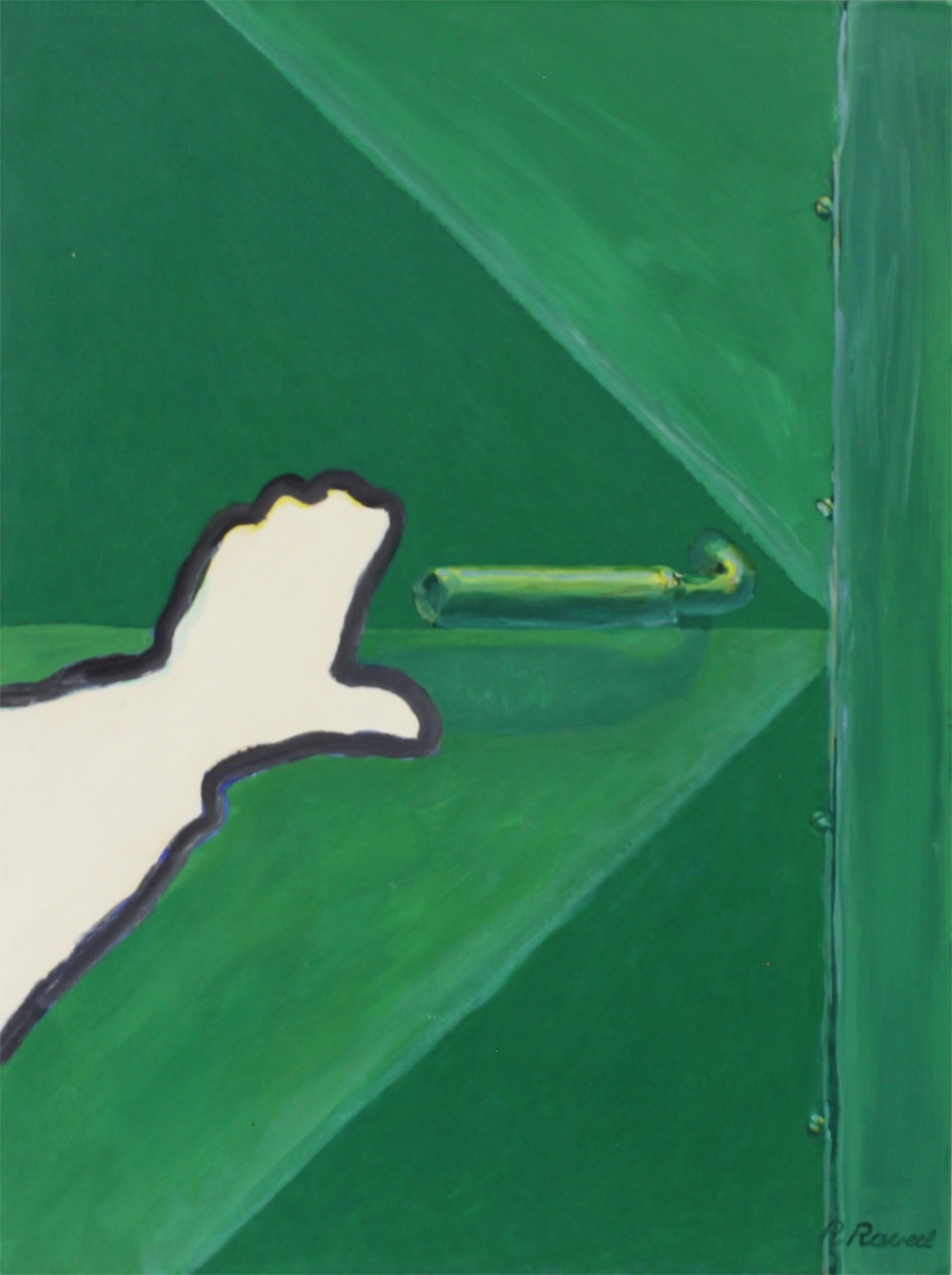 Roger Raveel (1921-2013), De Groene Poort, olie op papier, gemonteerd op doek.