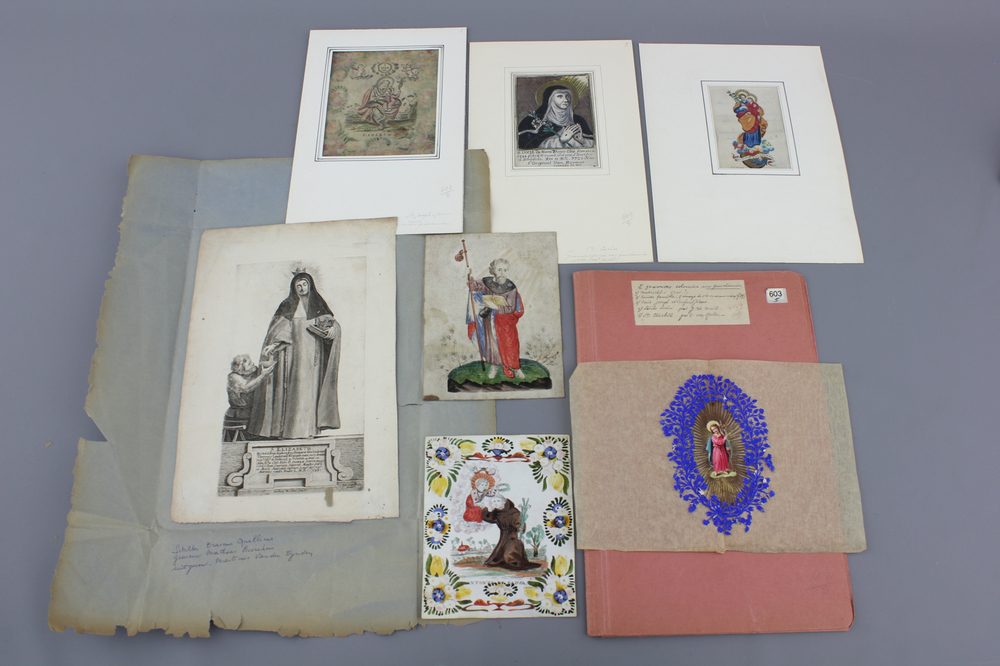 Petite collection d'images de d&eacute;votion, color&eacute;es &agrave; la main, 17e-18e