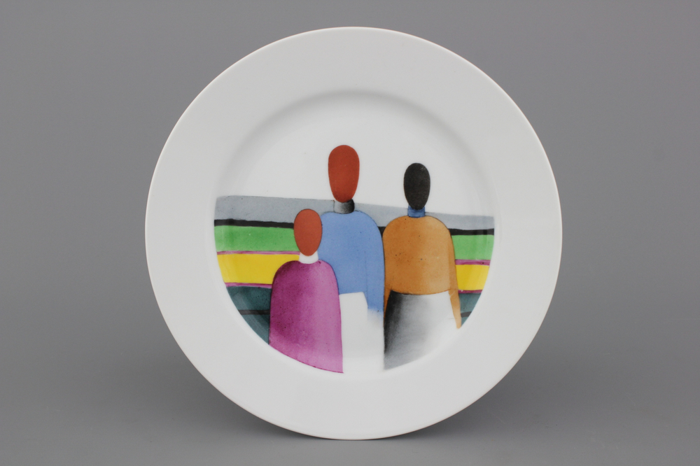A Russian suprematism plate, Imperial Porcelain Factory, after Malevich