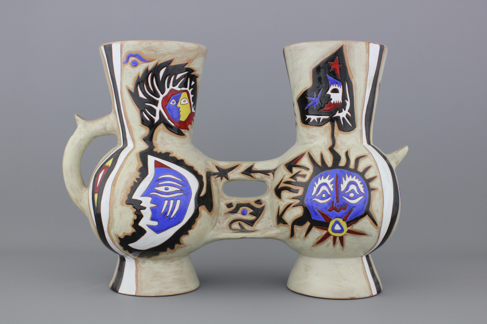 A Jean Lur&ccedil;at (1892-1966) double vase, 20th C.
