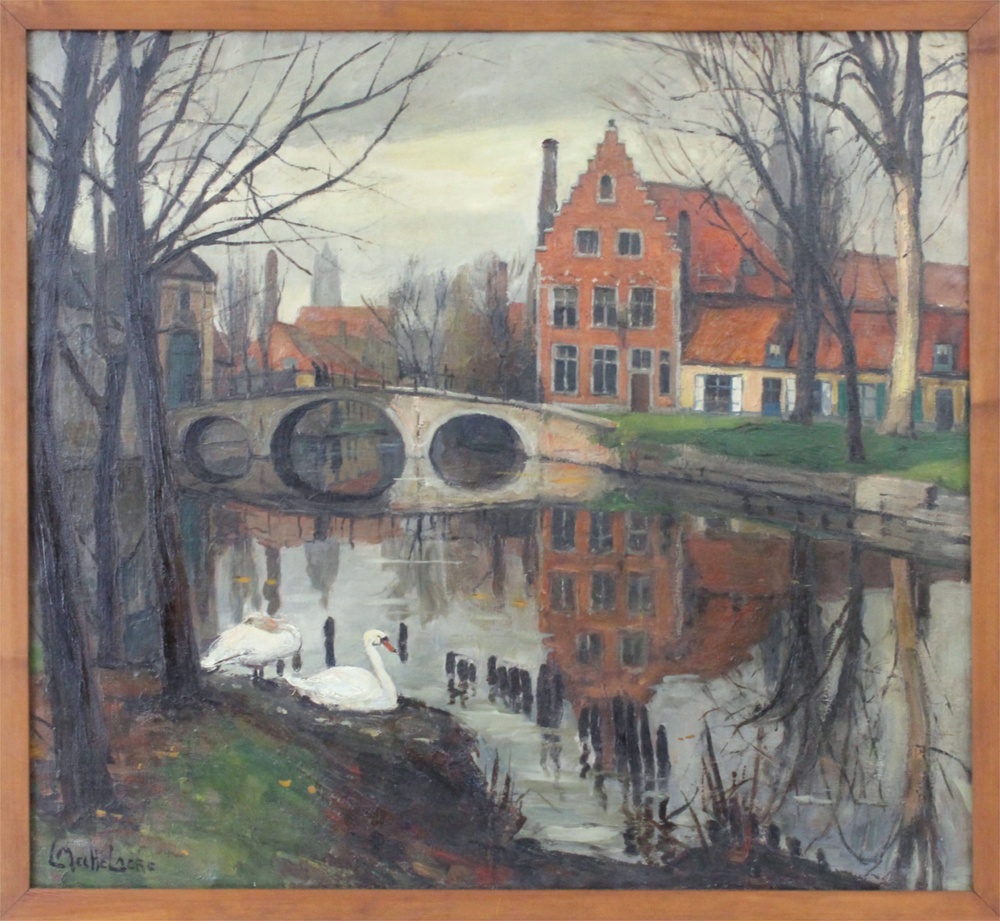 Leo Mechelaere (1880-1964), A view on the entrance of the Bruges beguinage