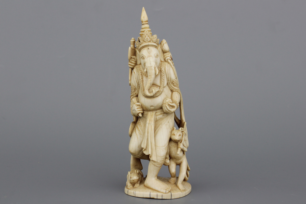 Fijne Chinese in ivoor gesculpteerde Ganesha, 19e eeuw