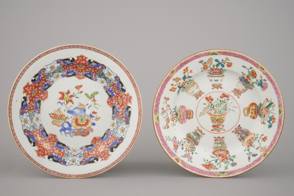 Deux assiettes, famille rose, Yongzhen