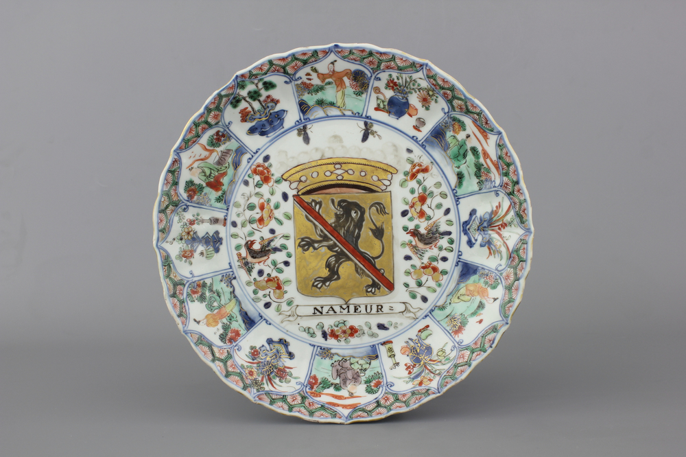 A Chinese porcelain famille verte &quot;Provinces&quot; plate, Kangxi or Yongzheng, ca. 1720