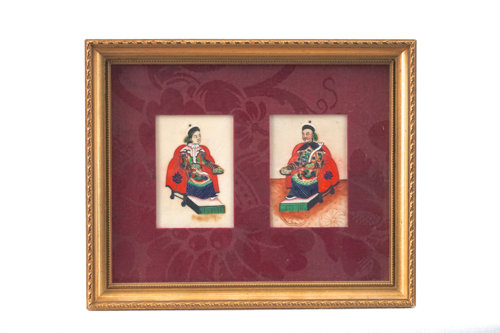 Lot de 6 peintures chinoises sur papier de riz, Canton, 18e-19e