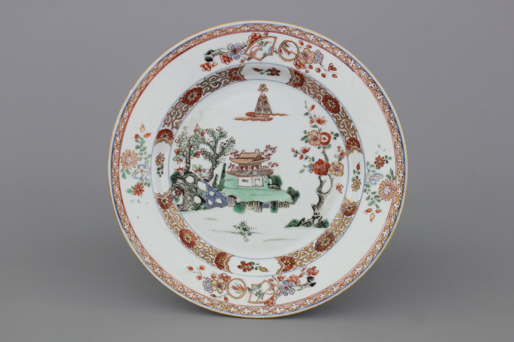 Plat en porcelaine de Chine, style Kakiemon, Qianlong, 18e