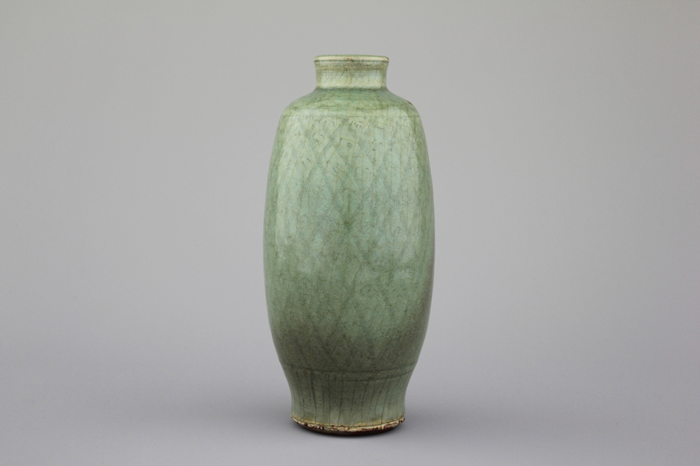A green glazed Ming dynasty Longquan vase