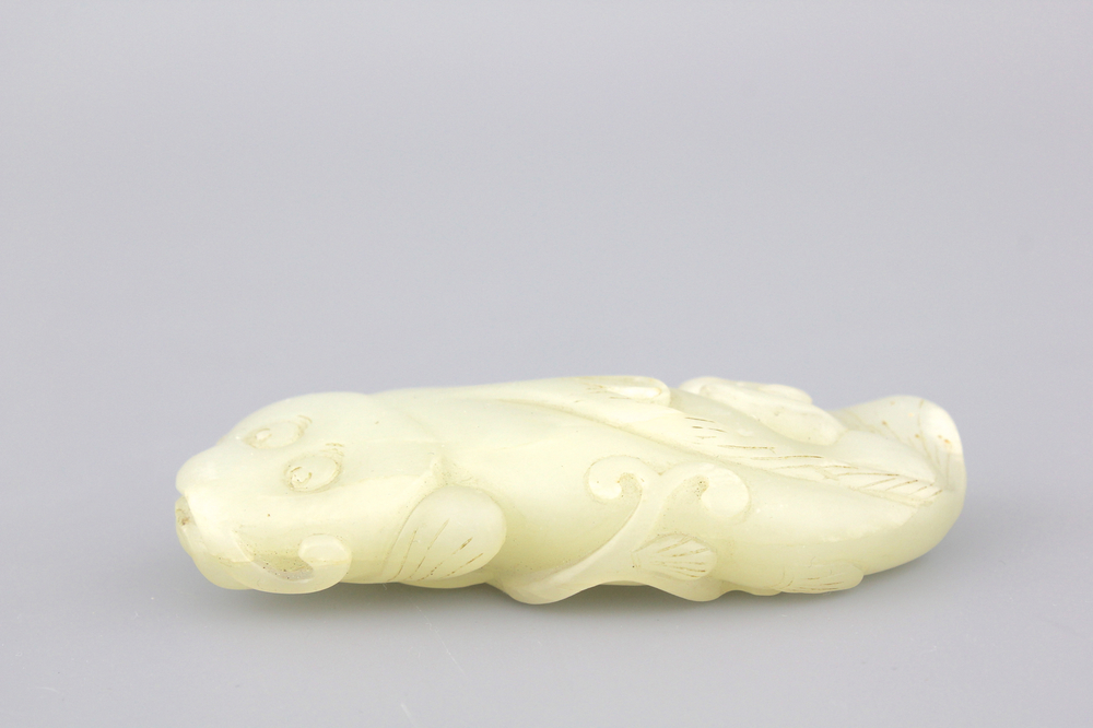 A Chinese celadon carved jade fish, Qing dynasty