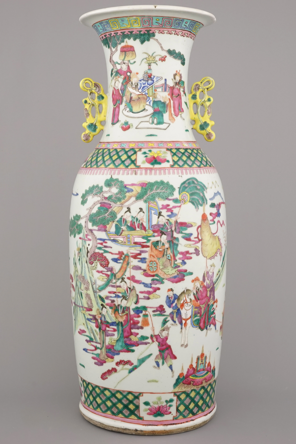 A large Chinese porcelain vase with immortals, 19th C.