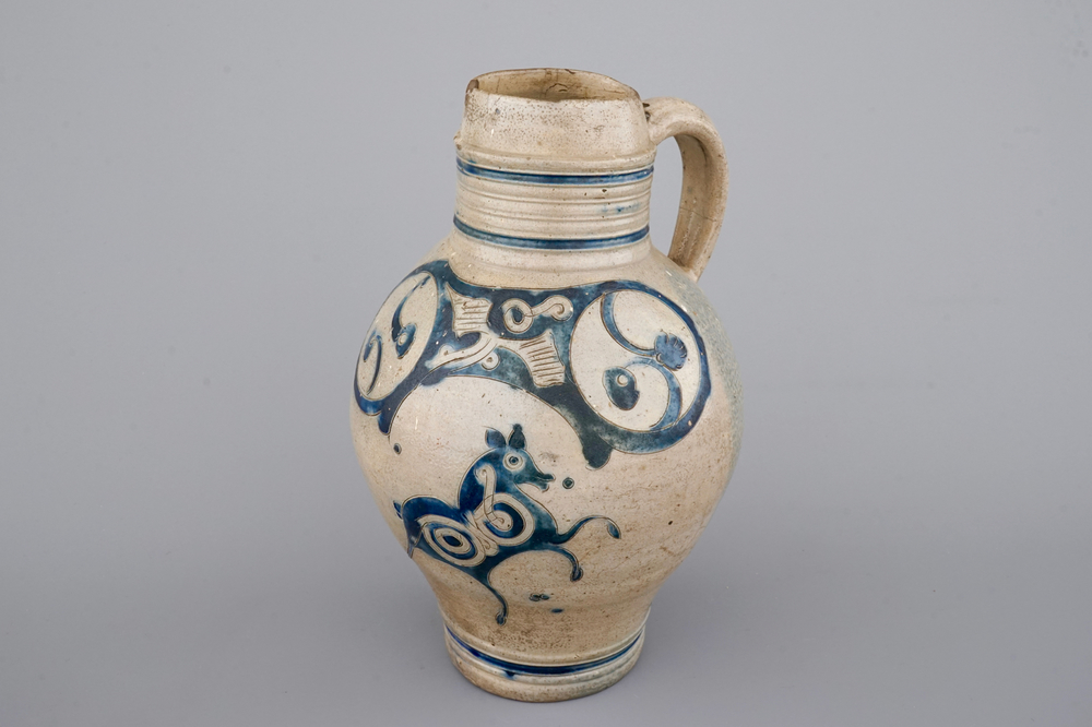 A Westerwald incised decoration jug, 17th C.
