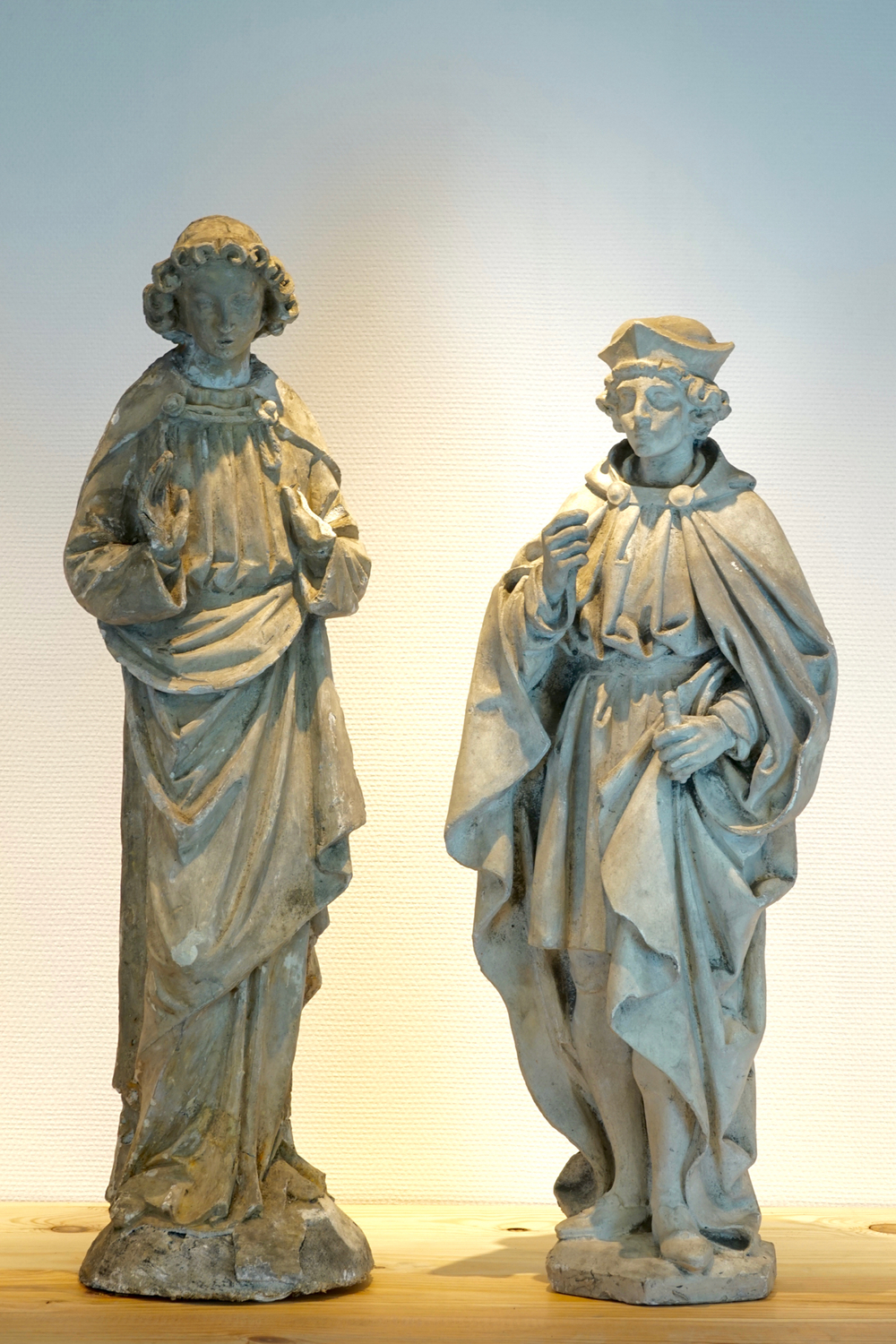 Two 90 cm plaster casts of religious figures, 19/20th C., Bruges