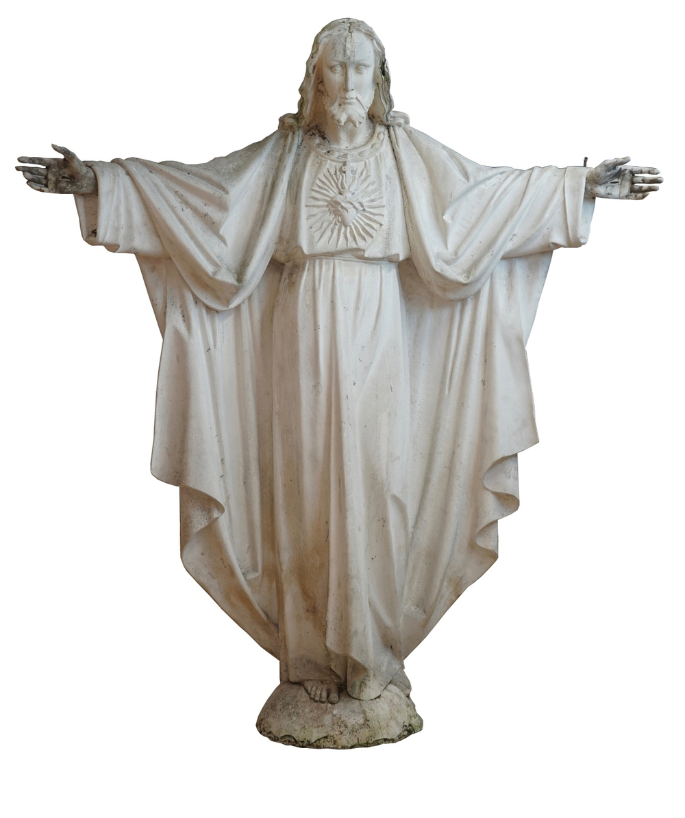 Een imposant plaasteren figuur, het &quot;Allerheiligst Hart van Jezus&quot;, midden 20e eeuw, Brugge