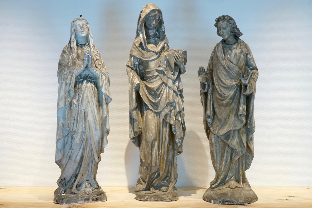 A set of three large plaster casts, 19/20th C., Bruges