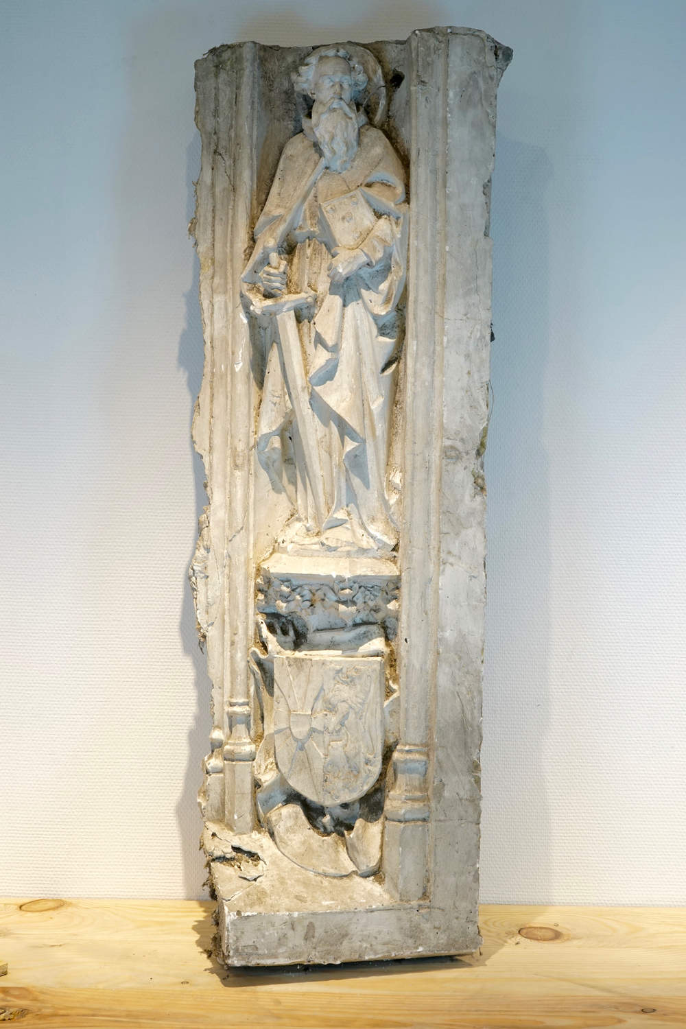 A 126 cm plaster cast of the apostle Paul, 19/20th C., Bruges