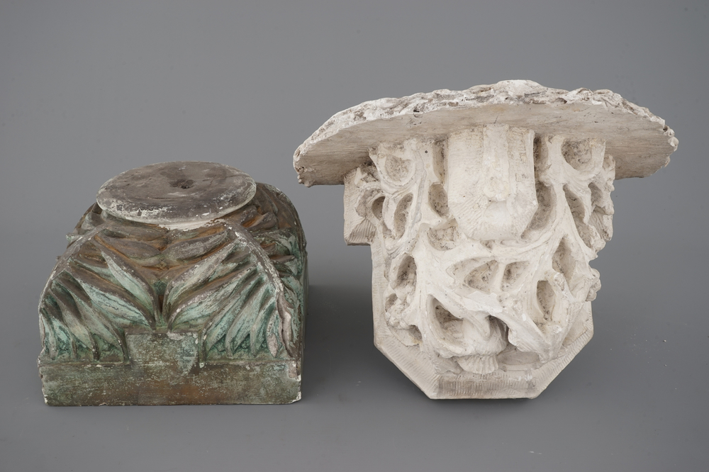 Two ornamental plaster casts: a stand and a console, 19/20th C.