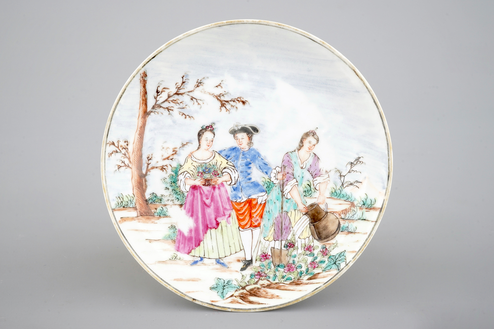 A fine Chinese Chine de commande export porcelain saucer, 18th C