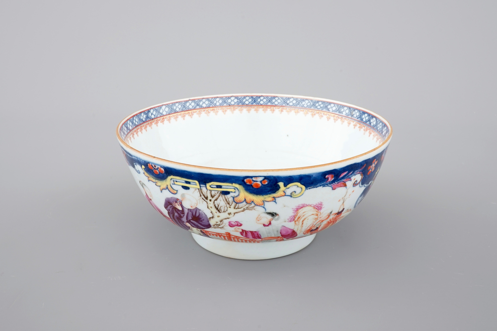 A good Chinese export porcelain Mandarin pattern bowl, 18th C.