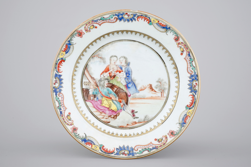 A fine Chinese export porcelain &quot;Musician&quot; plate, Qianlong, 18th C.
