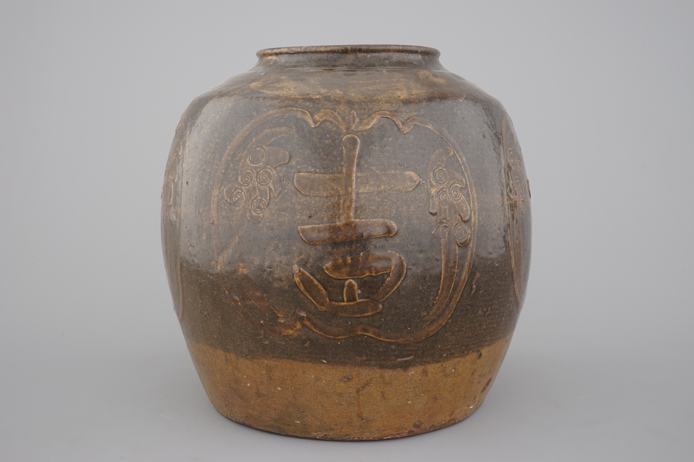 A Chinese stoneware martaban jar, South-China, 18th C.
