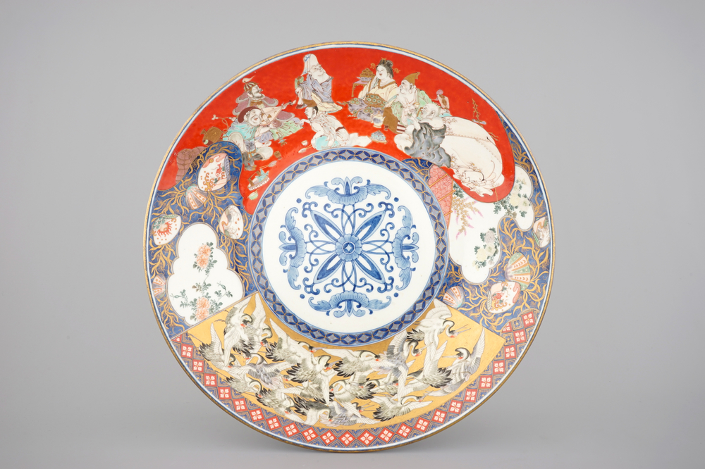 A large Japanese Koransha Fukagawa porcelain charger depicting the Seven  Gods of Fortune and a swarm of cranes, late 19th C. - Coronari Auctions