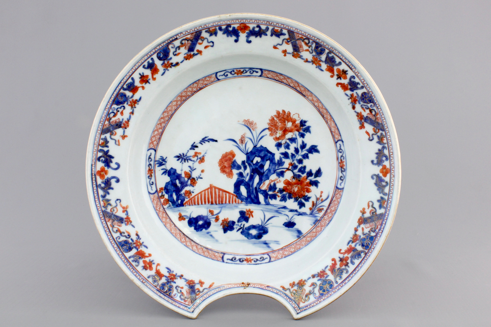A Chinese Imari porcelain shaving bowl, 18th C.