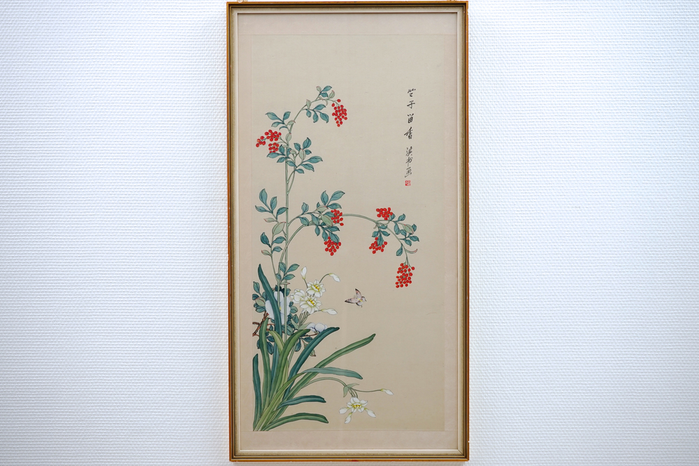 Two Chinese framed natural subject paintings