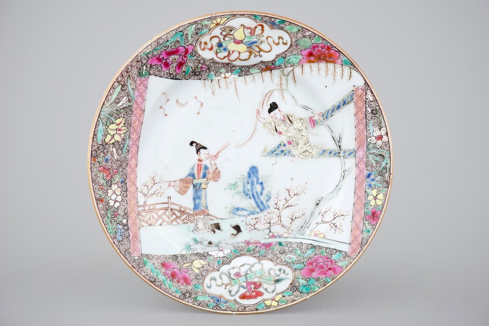 A fine Chinese famille rose plate &ldquo;The Romance of the Western Chamber&rdquo;, Yongzheng, 1722-1735