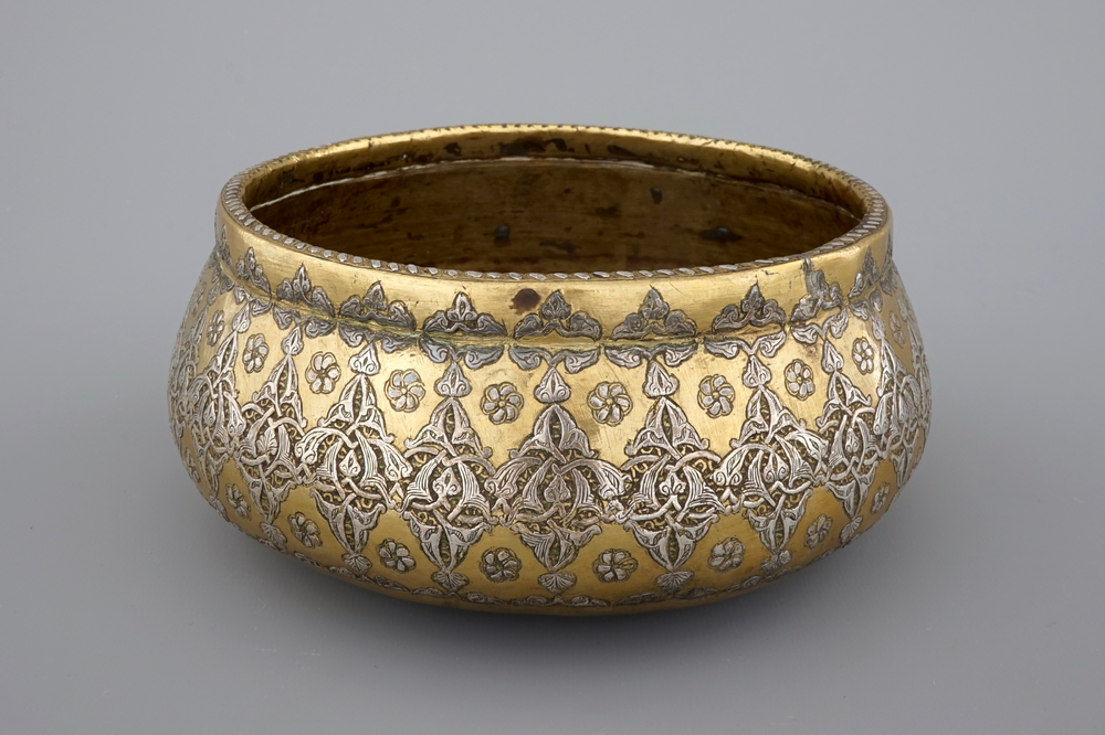 A Mamluk silver-inlaid brass bowl, Egypt or Syria, prob. 19th C. or older