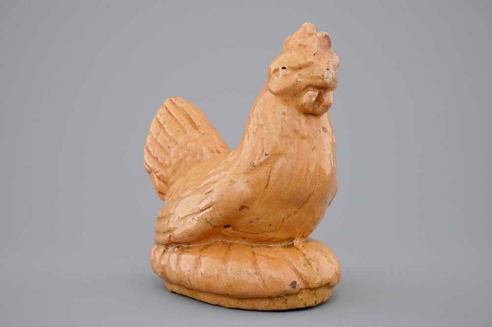 A model of a cockerel in glazed pottery, The Netherlands, 18th C.