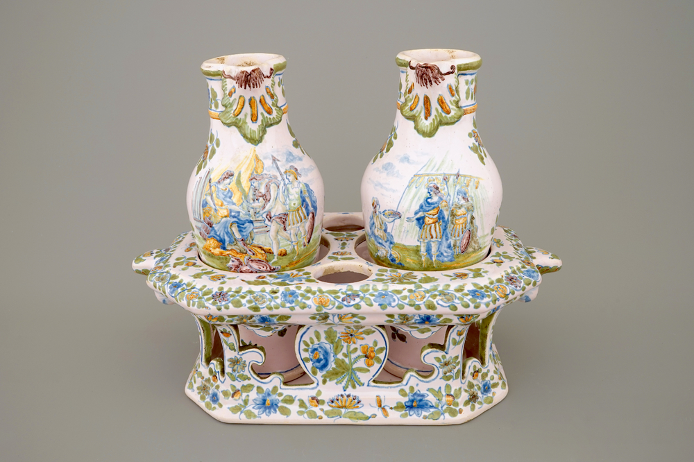 A French faience cruet set in Moustiers style, Samson, Paris, 19th C.