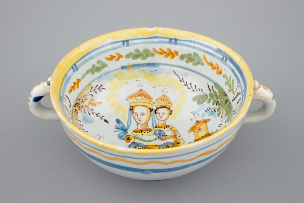 An Italian maiolica pilgrim's souvenir bowl, 18/19th C.