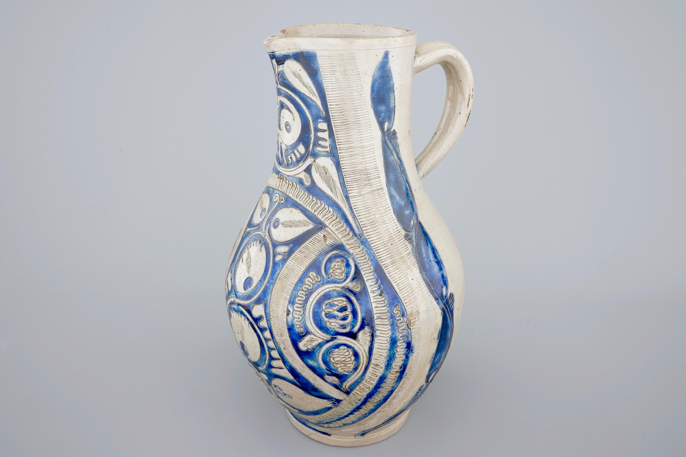 A massive Westerwald jug with incised decoration, 18th C.