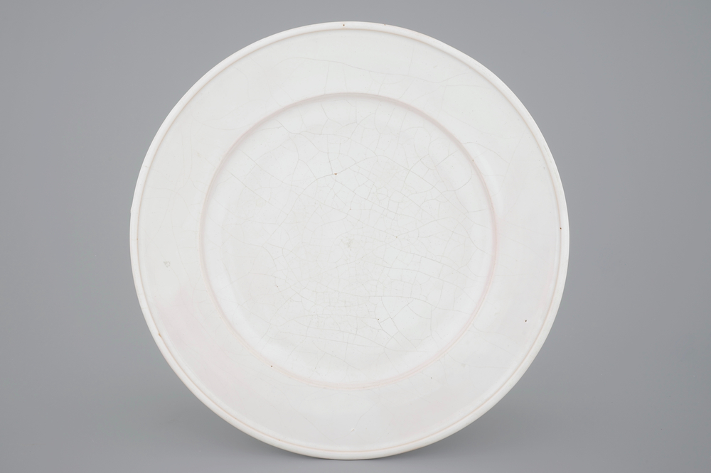 A very large white Dutch Delft dish, 17/18th C.