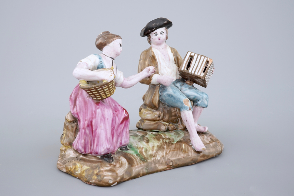 A French faience group, Luneville, 18th C.