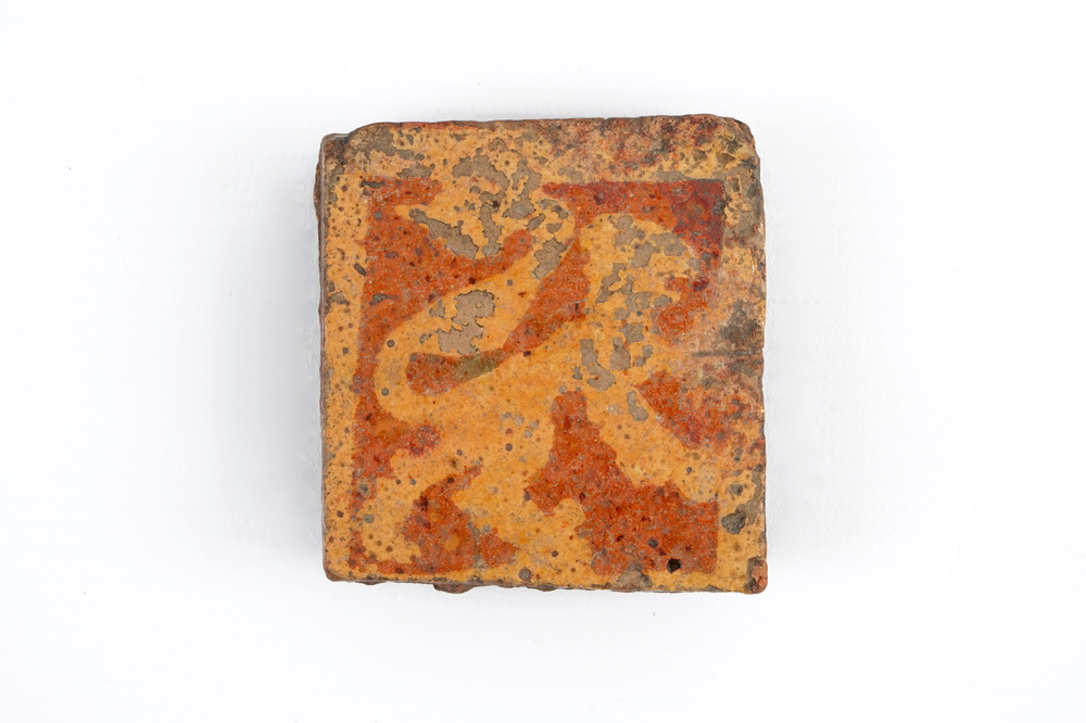 A medieval tile with a lion, probably Flemish, 14th C.