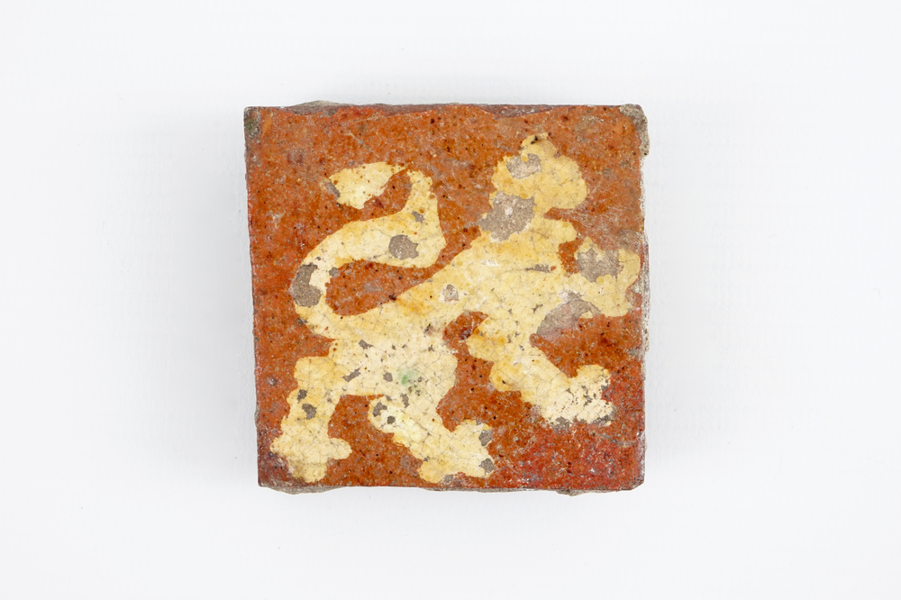 A medieval tile with a lion, probably Flemish, 14th C.