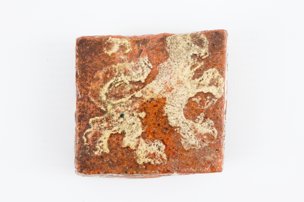 A medieval tile with a lion, probably Flemish, 14th C.