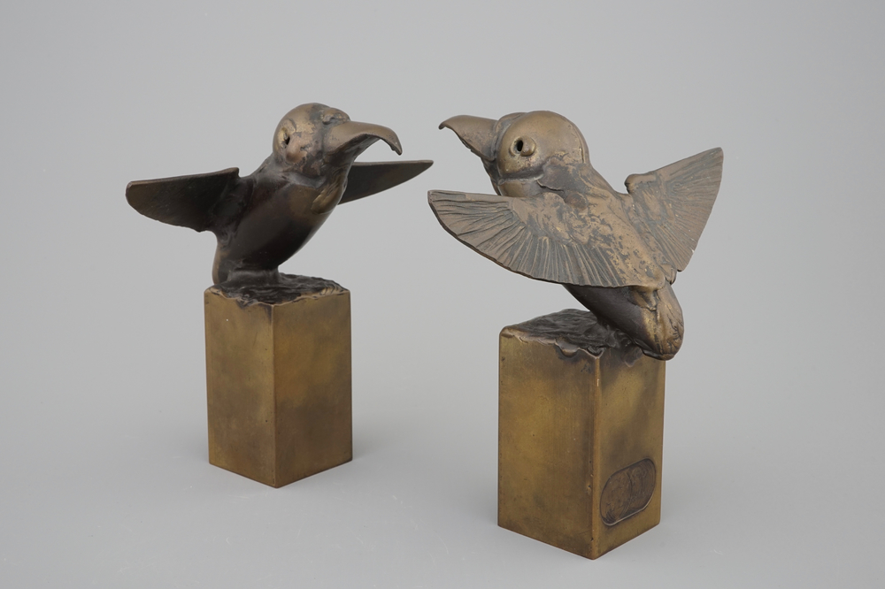 Jef Claerhout (1937), deux oiseaux en bronze, num. 20 &amp; 21/33