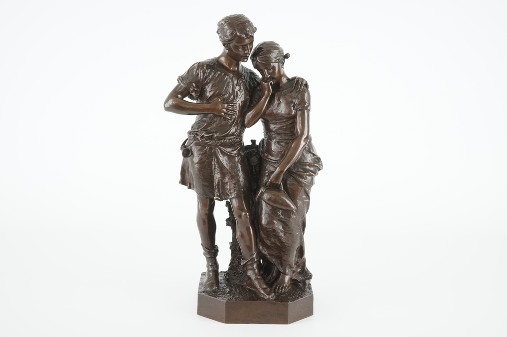 Henri Louis Levasseur (1853-1934), A loving couple, bronze group