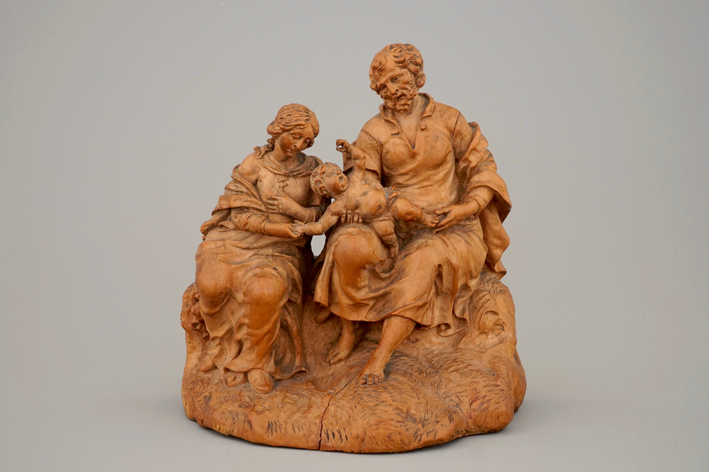 Une Sainte Famille en buis sculpt&eacute;, 16/17&egrave;me
