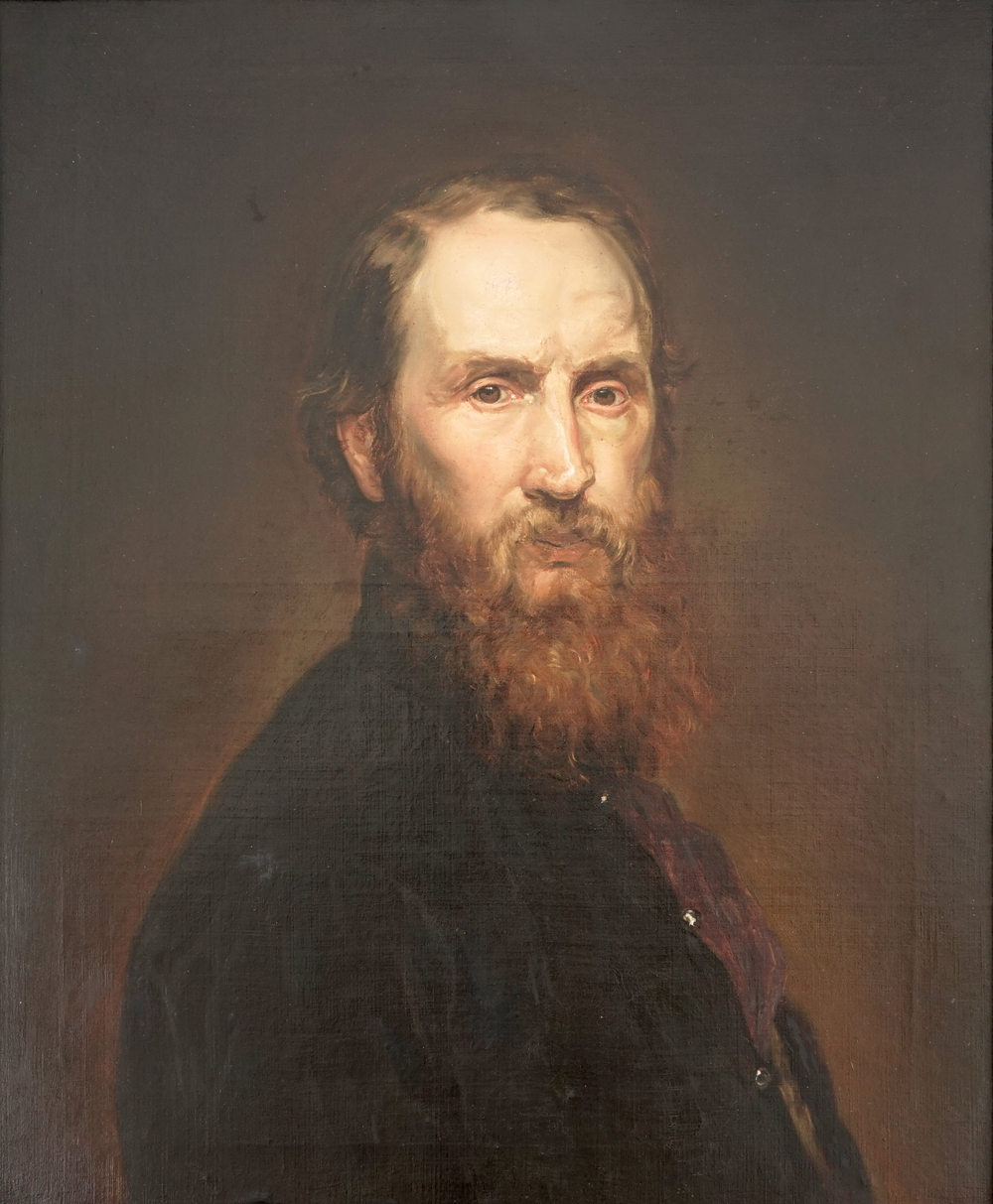 Un portrait clair obscur d'un homme barbu, huile sur toile, 18/19&egrave;me