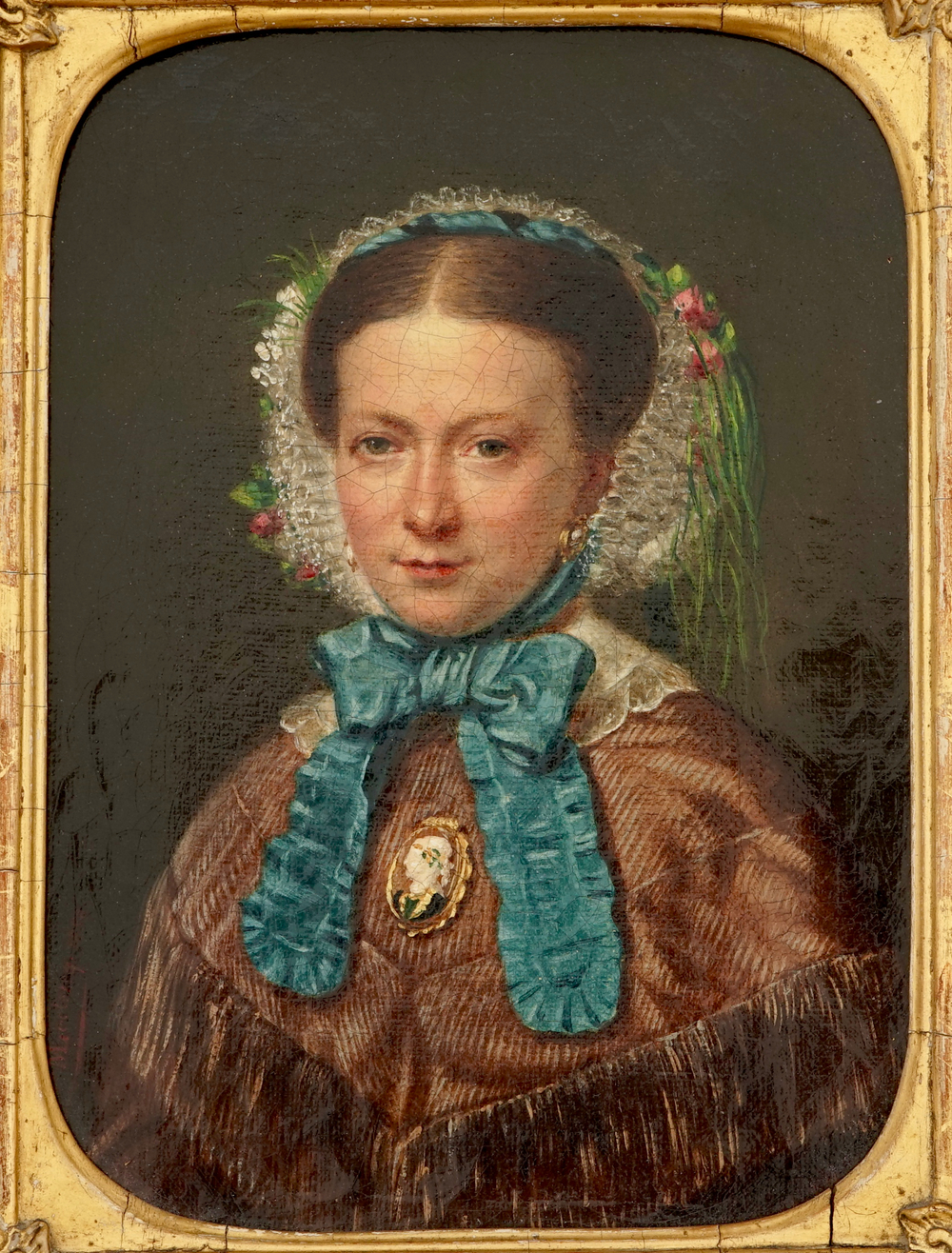 M. Leclercq, 1858, a portrait of a lady with lace, oil on canvas
