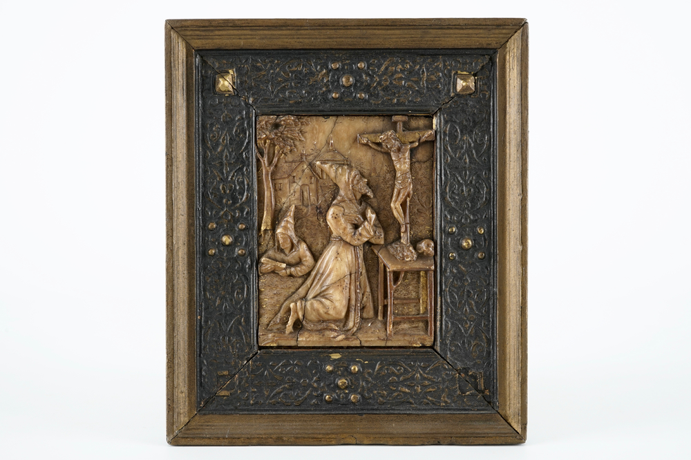 A gilt relief in Malines alabaster: &quot;The Penitence of Saint Jerome, 16/17th C.
