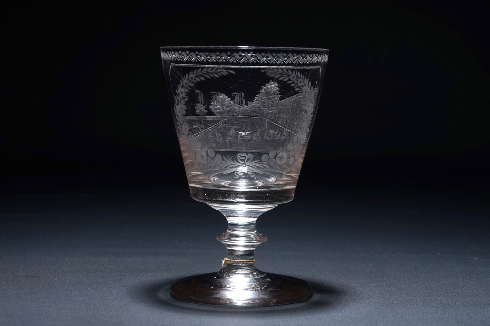 A German engraved glass, Hamburg, dated 1845