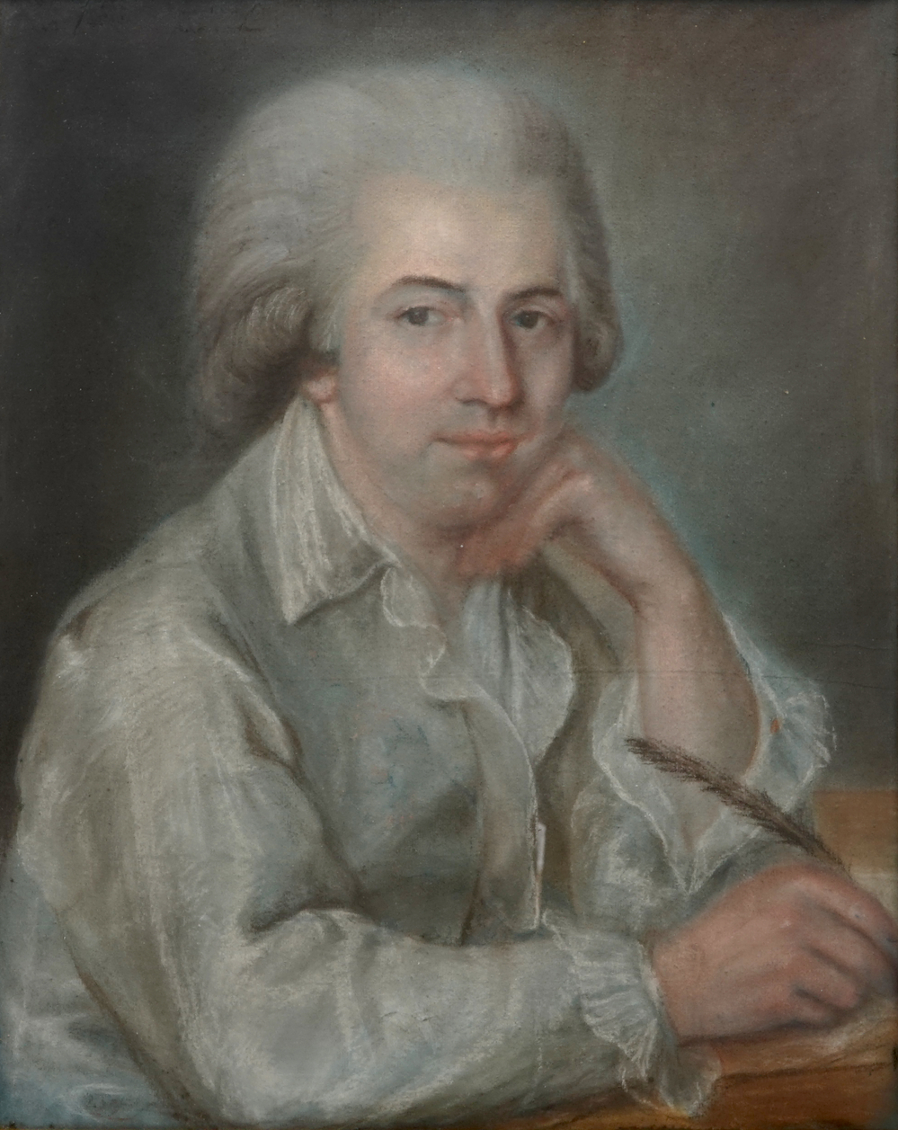 Ecole fran&ccedil;aise, un portrait de Jean-Jaques Rousseau, gouache, 18/19&egrave;me