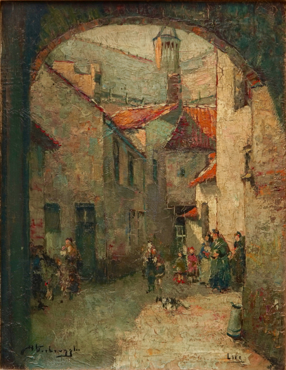 Charles Verbrugghe (1877-1974), Een zicht in Lier, olie op paneel