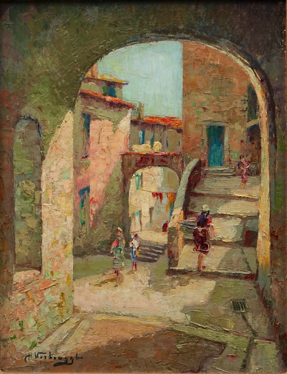 Charles Verbrugghe (1877-1974), Une vue &agrave; Menton, huile sur panneau