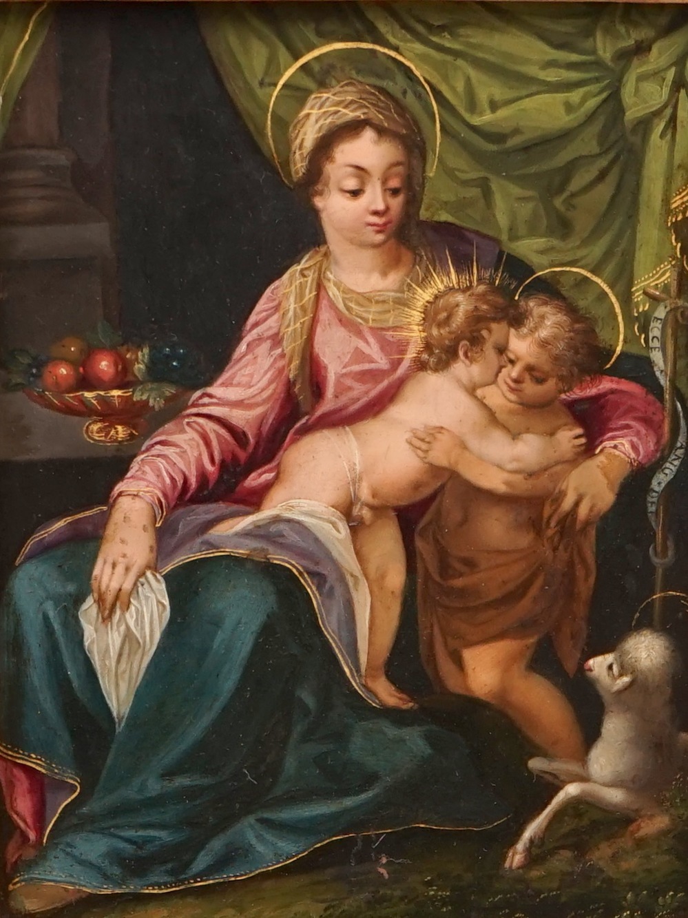 Madonna met Kind en Johannes de Doper, olie op paneel, 18/19e eeuw