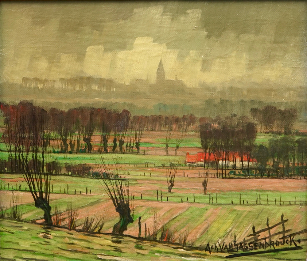 Achiel Van Sassenbrouck (1886-1979), Une vue rurale &agrave; Tielt, huile sur toile