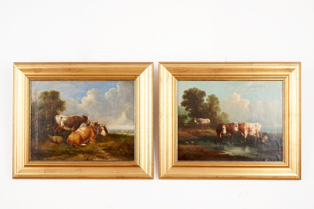 After Thomas Sidney Cooper, (1803-1902), two landscapes with cows, oil on canvas